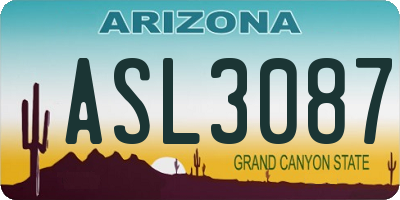 AZ license plate ASL3087
