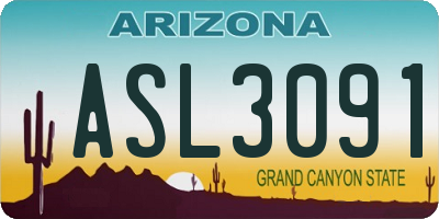 AZ license plate ASL3091