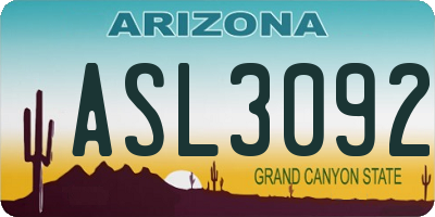 AZ license plate ASL3092