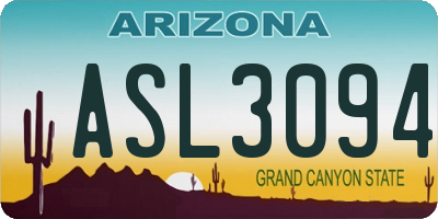 AZ license plate ASL3094