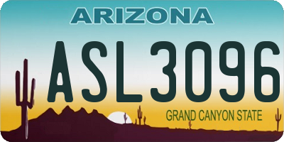 AZ license plate ASL3096