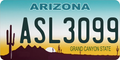 AZ license plate ASL3099