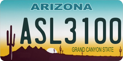 AZ license plate ASL3100