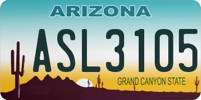 AZ license plate ASL3105
