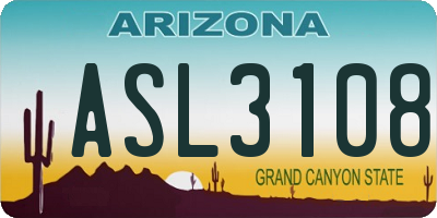 AZ license plate ASL3108