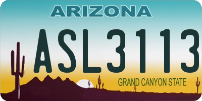 AZ license plate ASL3113