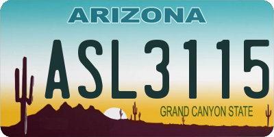 AZ license plate ASL3115