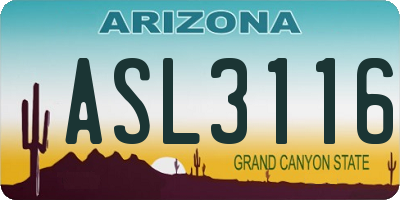 AZ license plate ASL3116
