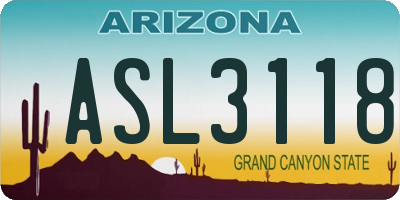 AZ license plate ASL3118