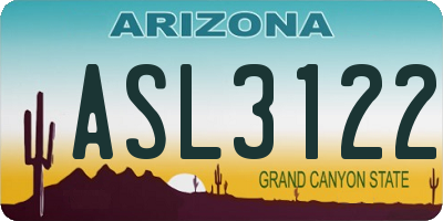 AZ license plate ASL3122