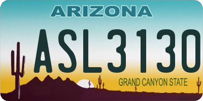 AZ license plate ASL3130