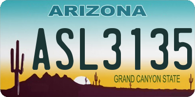 AZ license plate ASL3135