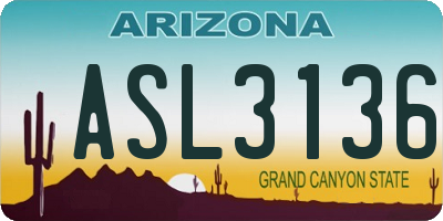 AZ license plate ASL3136