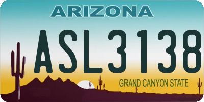 AZ license plate ASL3138