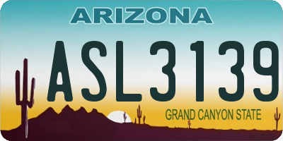 AZ license plate ASL3139