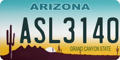 AZ license plate ASL3140