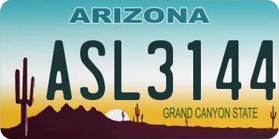 AZ license plate ASL3144