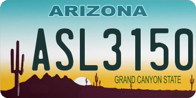 AZ license plate ASL3150