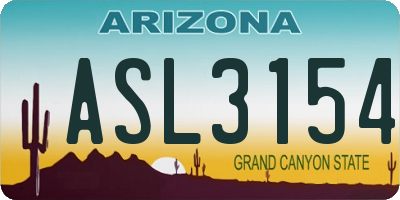 AZ license plate ASL3154