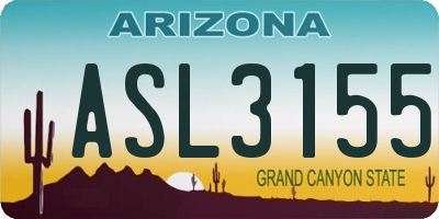 AZ license plate ASL3155