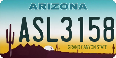 AZ license plate ASL3158