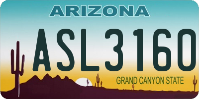 AZ license plate ASL3160