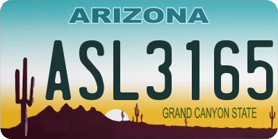 AZ license plate ASL3165