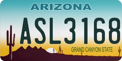 AZ license plate ASL3168