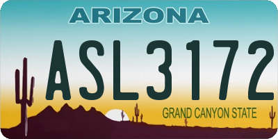 AZ license plate ASL3172