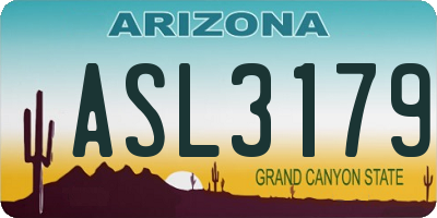 AZ license plate ASL3179