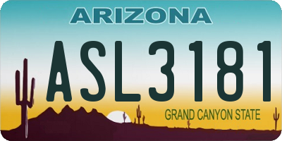 AZ license plate ASL3181