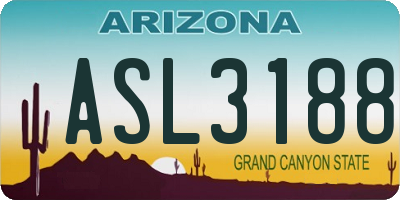 AZ license plate ASL3188