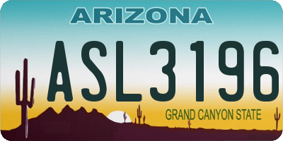 AZ license plate ASL3196