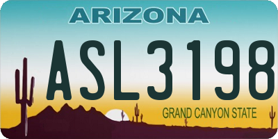 AZ license plate ASL3198