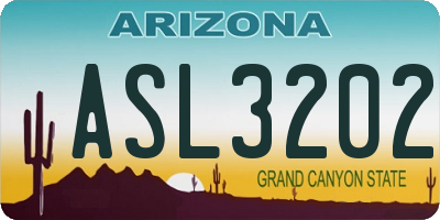 AZ license plate ASL3202