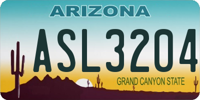 AZ license plate ASL3204