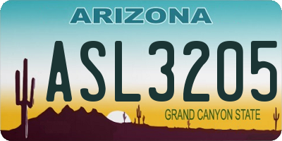 AZ license plate ASL3205