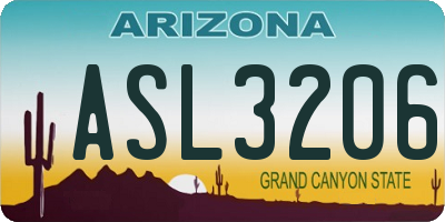 AZ license plate ASL3206