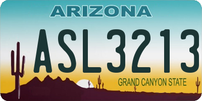 AZ license plate ASL3213