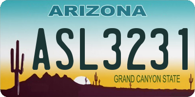AZ license plate ASL3231
