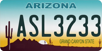 AZ license plate ASL3233