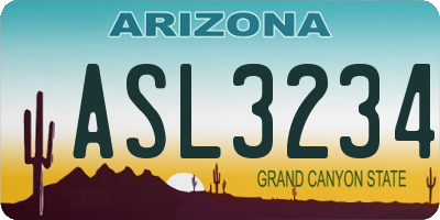AZ license plate ASL3234