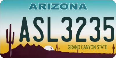 AZ license plate ASL3235