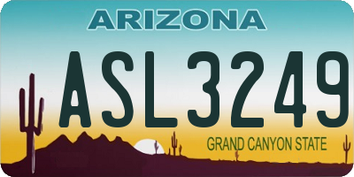AZ license plate ASL3249