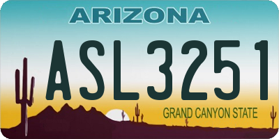 AZ license plate ASL3251