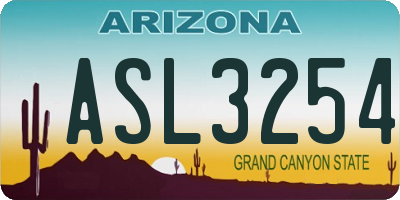 AZ license plate ASL3254