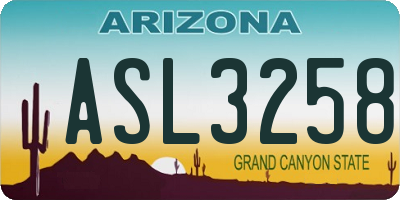 AZ license plate ASL3258