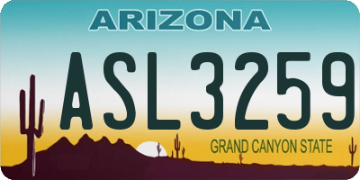 AZ license plate ASL3259
