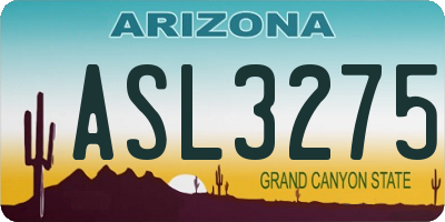 AZ license plate ASL3275