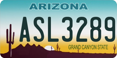 AZ license plate ASL3289